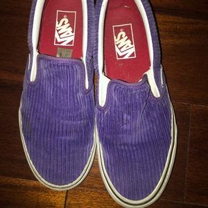Purple velvet slip on vans